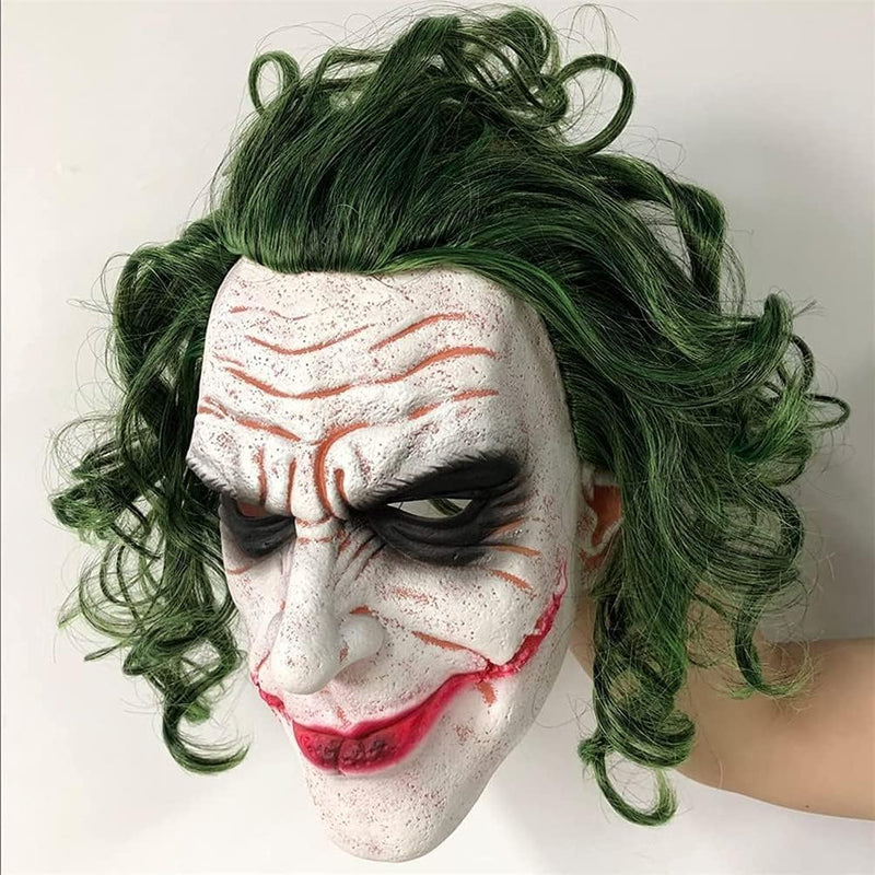 The Joker Latex Halloween Cosplay Mask with Green Hair