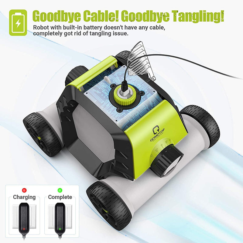 Robotic Pool Cleaner, Cordless Automatic Pool Cleaner with 5000mAh Rechargeable Battery, 90 Mins Working Time, IPX8 Waterproof, Ideal for In-Ground/Above Ground Swimming Pool