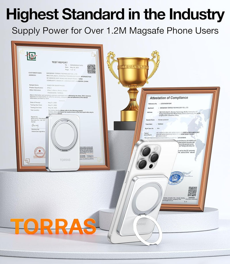 TORRAS 5,000mAh Magnetic Portable Charger Power Bank with Stand