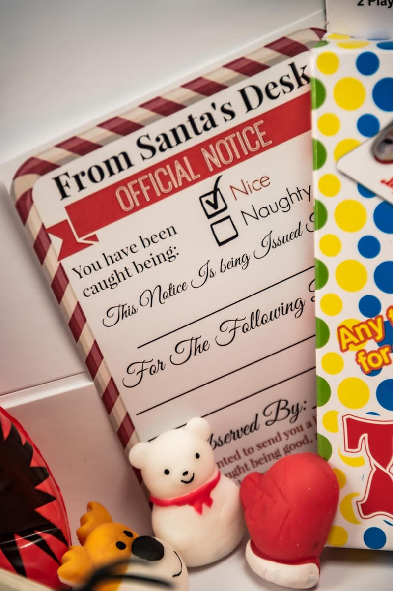 Christmas Elf on Shelf Activity Advent Calendar - 24-Day Holiday Countdown Kit with Daily Props, Crafts, Games for Family Fun