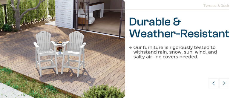 Tall Adirondack Chairs Set of 2 with 2-Layer Connecting Table, HDPE Bar Height Outdoor Table and Chairs with Umbrella Hole, All Weather Outdoor Bar Stools for Patio, Deck, Yard