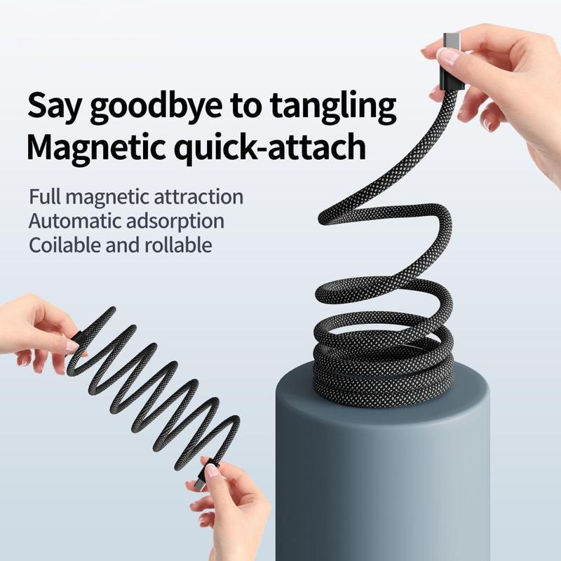 Magnetic Auto-Winding Car Cable, Strong Magnetic Attachment, Tangle-Free,Self-Organizing Design for Smartphones & Allo Type Charger - Electronic