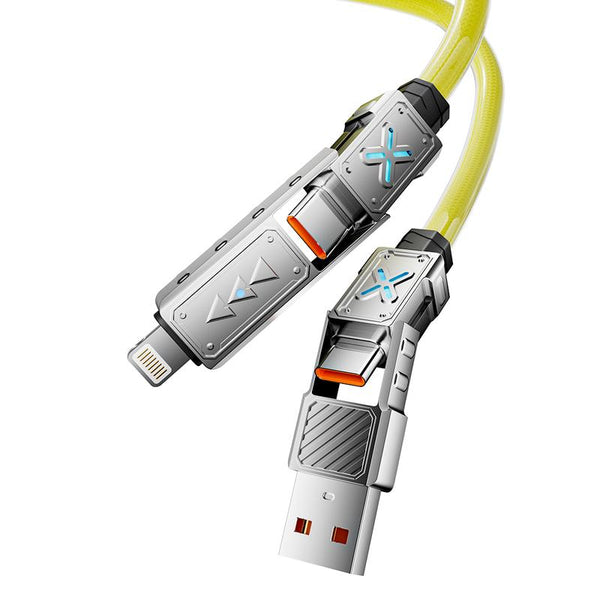 4-in-1 Multi USB Car Charging 240W Fast Charging/ChargerCord with USB A+Type C for iPhone16/15 14 13 iPad Samsung GalaxyMacBook iPad Tablets and More Connector Cellphone