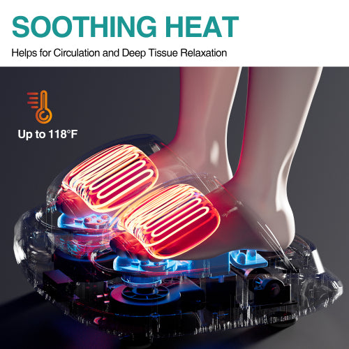 Shiatsu Foot Massager with Heat and Deep Kneading Therapy, Air Compression, Vibration for Pain Relief and Circulation, Open-Toe Style,Home or Office Use