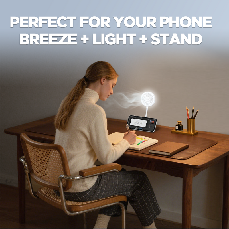 2025 New Magnetic Fan, Portable Fan with 3 Modes Led Light, 1200mAh Foldable Travel Fan, USB Rechargeable Handheld Fan Hands-Free Phone Mount, 3 Speed Wind, 360° Adjustable Stand, Pocket Design for Travel Summer Concerts Car, Summer Gifts for Women & Men.