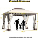 Outdoor Patio Gazebo 10×13 Heavy Duty Gazebos with Mosquito Netting & Double Roof Metal Steel Frame Canopy Gazebo Tent Shelter for Patio Lawn Backyard Garden