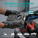 Pursuit 3-in-1 Jump Starter, Air Compressor and Powerbank - 12V Supersafe Lithium 2000A Portable Car Battery Booster, 150PSI Tire Inflator with Auto-Shutoff, and Backup Powerbank + Emergency LED Light