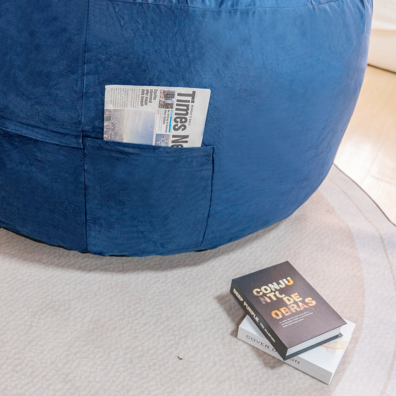 Bean Bag Chair: Giant 5' Memory Foam Furniture Bean Bag Chairs for Adults with Microfiber Cover 5Ft (Black)