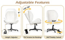 Cross Legged Chair Armless Office Chair with Wheels Wide Desk Chair with Tall Back Comfy Vanity Chair with Stress Relief Curved Design Seat Criss Cross Chair for Bedroom & Office & Home