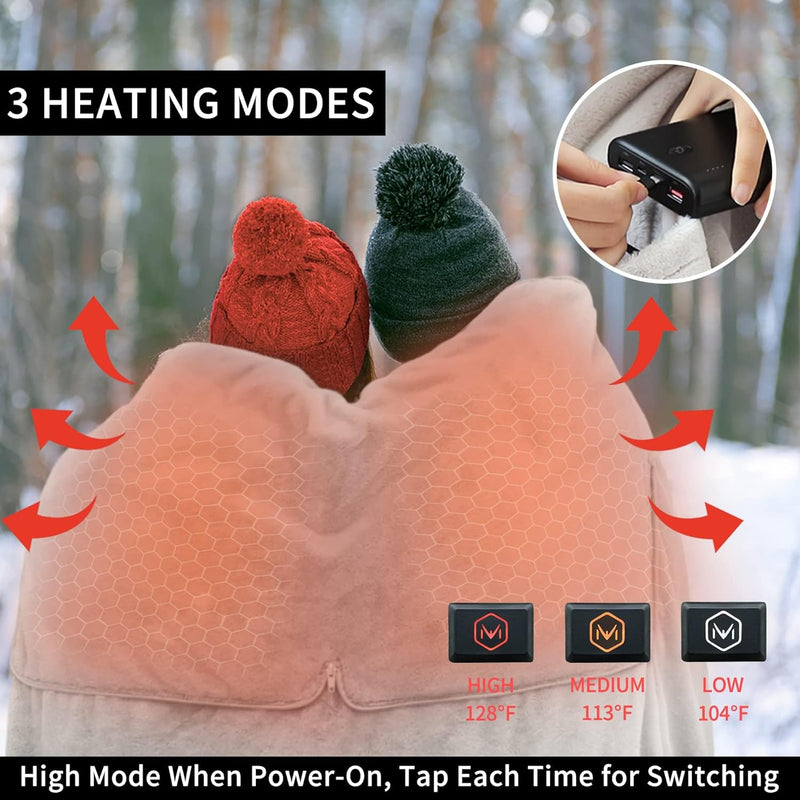 Heated Blanket Battery Operated-USB Cordless Heated Blanket Battery Powered  Heater with 3 Heating Levels Car Heated Blanket Machine Washable Heated