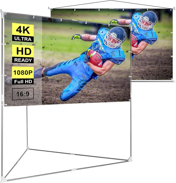 VIVOHOME 100 Inch 2-in-1 Portable Video Projector Screen with Triangle Stand, 16:9 Aspect Ratio Hanging Screen for Home School Office Indoor Outdoor