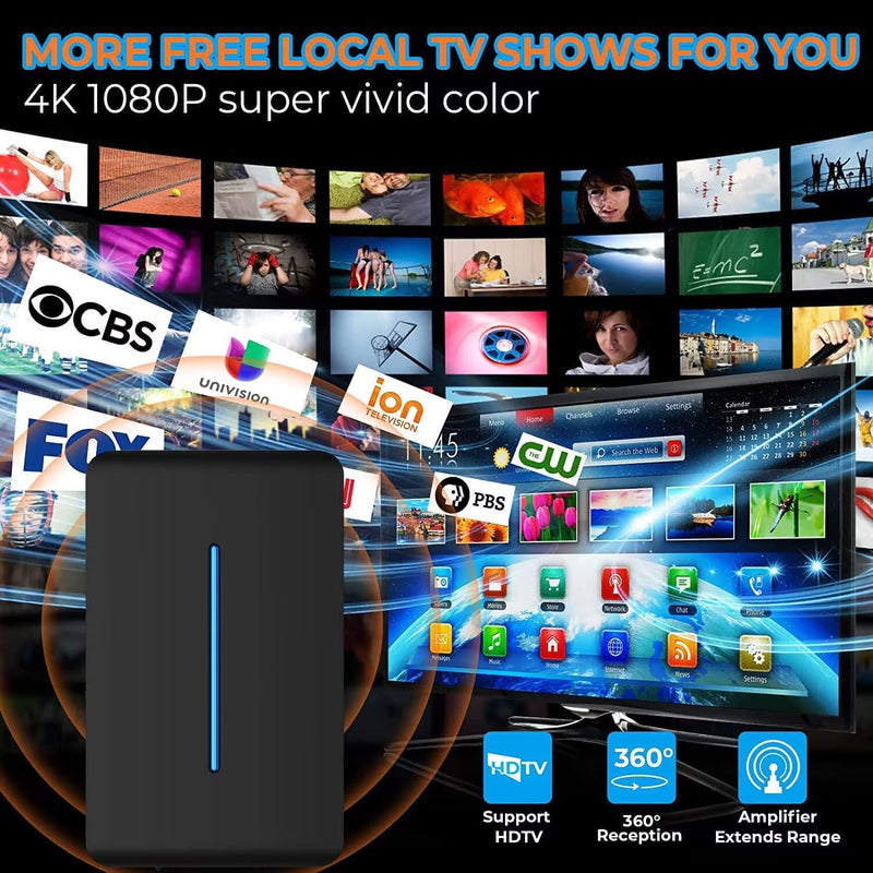 HD Digital TV Antenna with 600+ Mile Range for Free Over-Air HDTV Channels