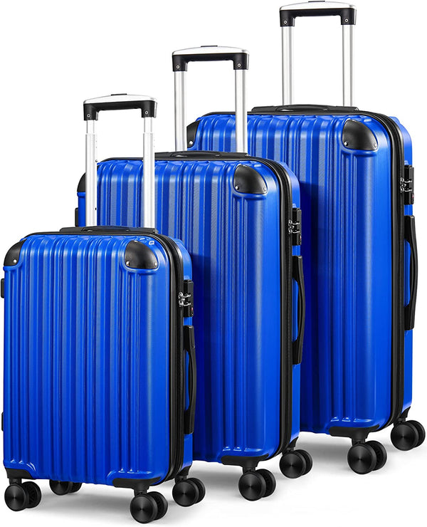 3-Piece Expandable Luggage Sets with Double Spinner Wheels, Hard Suitcase Set for Short Trips and Long Travel