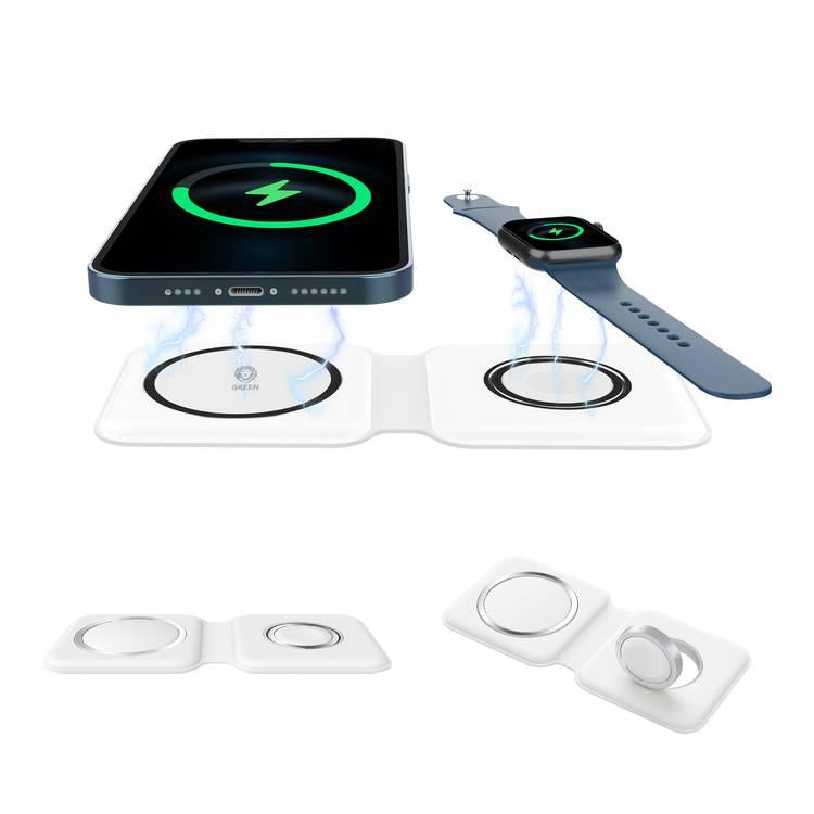 2-in-1 Foldable Magnetic Charger for Apple Watch, iPhone 15/14/13/12 Series & AirPods - Versatile Charger for Everyday Use Wearable Folding car