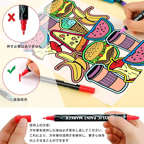 24/36 Colors Dual Tips Art Marker Drawing Acrylic Paint Marker Pens Set For Rock Painting Ceramic Glass Wood,