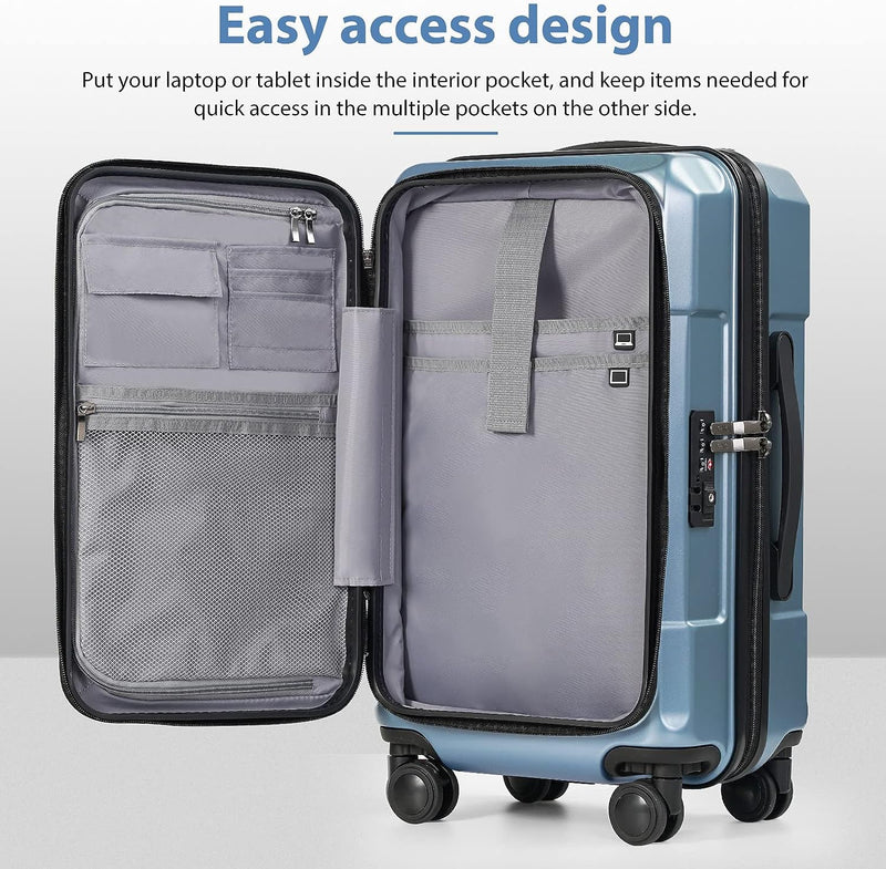 Luggage 2 Piece Luggage Set, Carry On Spinner Suitcase Set with Pocket Compartment Weekend Bag Hardside Trunk, 20"/28"