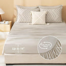 Litanika Comforter Full Queen King Size Set with Sheets Beige - 7 Pieces Bed in a Bag Full Chevron Tufted Complete Bedding Sets with Comforter, Sheets, Pillowcases & Shams