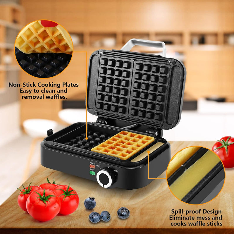Waffle Maker, Non-Stick Cooking Plates, Mini Waffle Maker, Clean