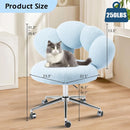 Armless Desk Chair Teddy Fabric Makeup Vanity Chair with Wheels & Adjustable Height Cute Office Chair Criss Cross Cross-Legged Chair for Bedroom & Living Room & Dressing Room (Blue)