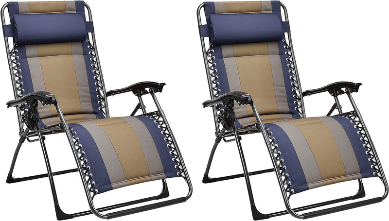 Amazon Basics Outdoor Adjustable Zero Gravity Folding Reclining Lounge Chair With Pillow, 65" D x 44.1" W x 29.5" H