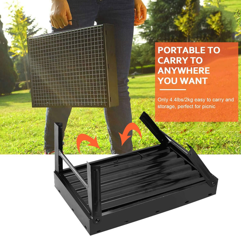 Folding Portable Barbecue Charcoal Grill (13.8" x 10.2" x 7.9")