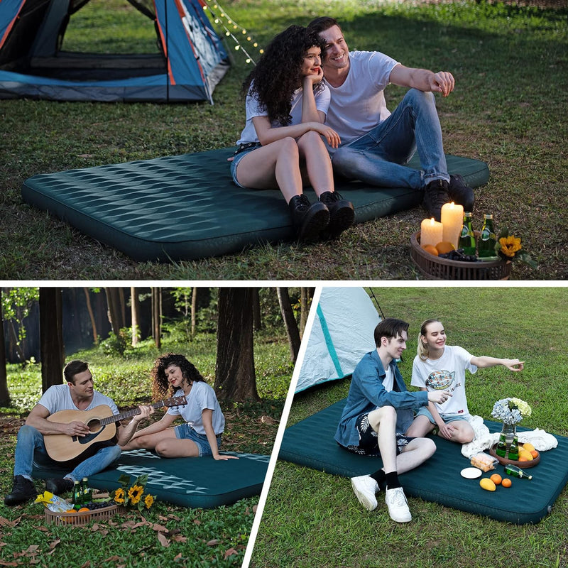 4" Thick Self-Inflating Camping Mattress with Inner Foam and Pump Sack, Double