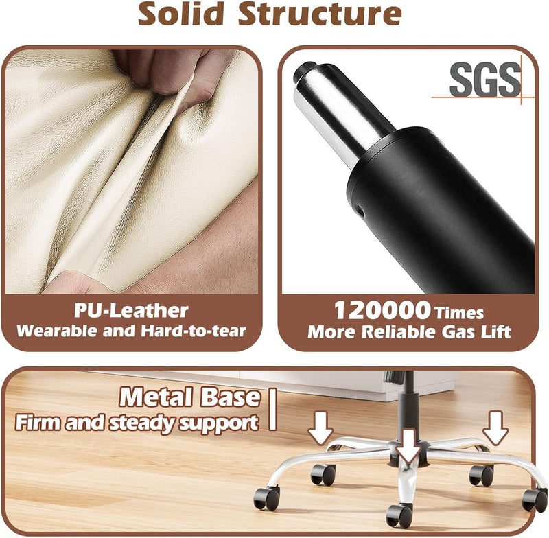 Executive Office Chair w/Flip-Up Arms Managerial Home Desk Chair w/Lumbar Support Adjustable PU Leather Ergonomic Computer Chair