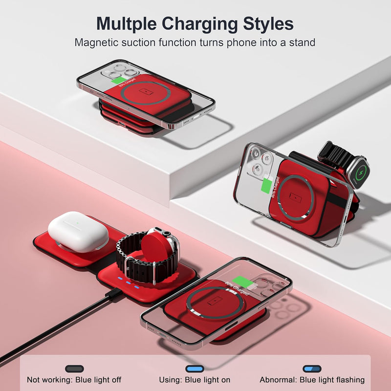 Foldable 3-in-1 Wireless Charging Station for Multiple Devices