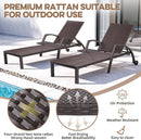 Patio Chaise Lounge Chairs Set of 2 Wicker Pool Lounge Chairs Outdoor with 5 Adjustable Back & Removable Cushion & Tray Tanning Chair Sun Loungers for Patio Poolside Deck Beach