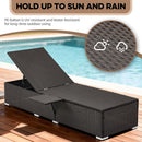 Outdoor Chaise Lounge with Adjustable Backrest Set of 2, 6-Position Reclining Lounger Pool Chair, Thick 3-Inch Cushion & Side Tray, All-Weather PE Wicker for Outdoor, Backyard, Deck