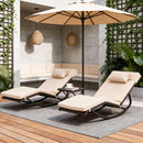Outdoor Lounge Chair Set of 3, Patio Chaise Lounger with Folding Table and Adjustable Headrest, Easy 4-Step Assembly, All-Weather PE Rattan & Steel Frame for Pool, Patio, Porch, Backyard