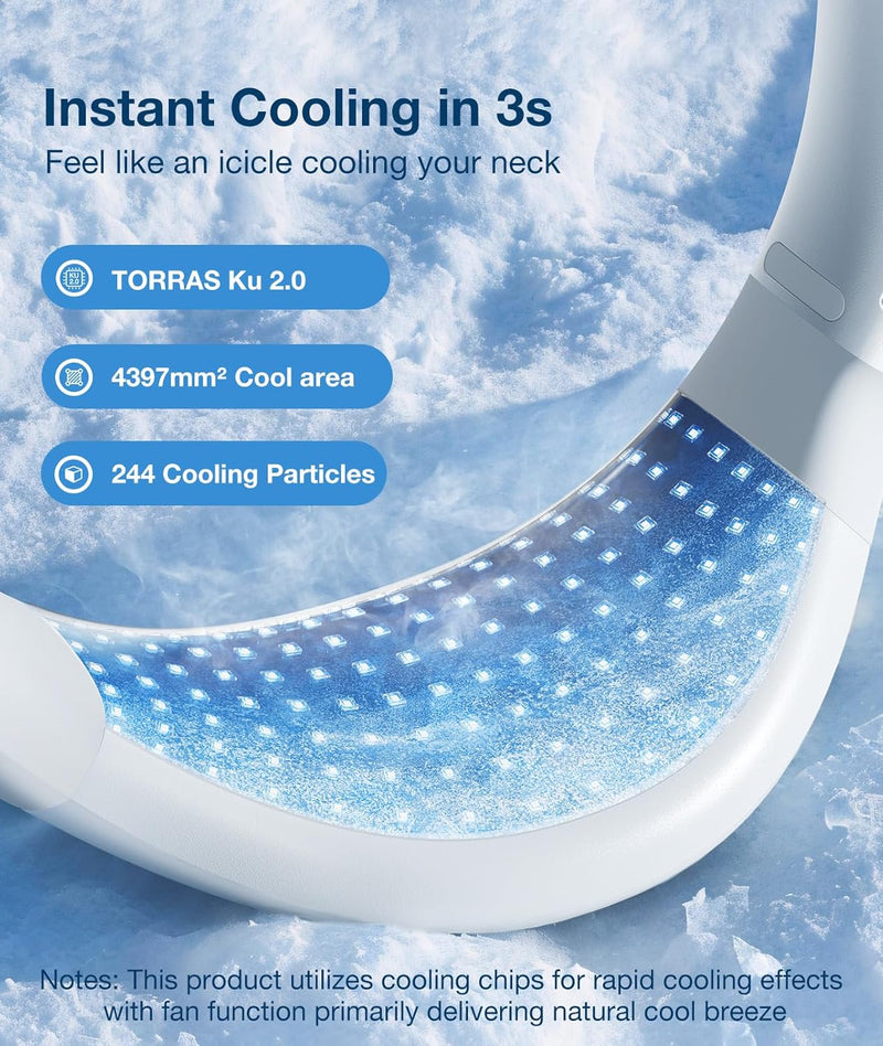 TORRAS COOLiFY Air Neck Air Conditioner, Ultra-Light Portable Neck Fan Rechargeable with 3 Modes Fan/Cool/Heat