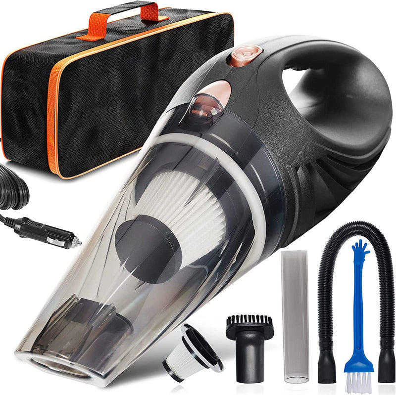 12V High Power Handheld Car Vacuum with 16Ft Cord, Attachments, & Bag