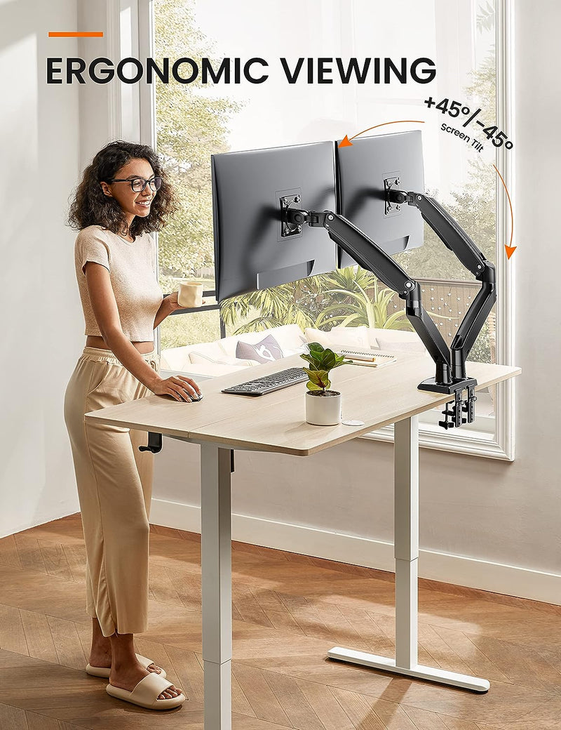 ErGear Fully Adjustable Dual Monitor Arm with USB for Screens up to 35 Inches