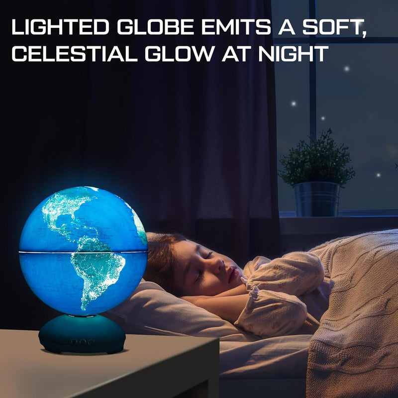 Illuminated Globe for Kids Learning, 10" STEM Kids Globe with Stand, 3 Sleep Settings, Auto Rotation, for Kids 8+