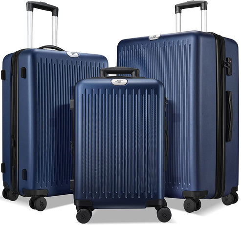 3-Piece Luggage Set with Expandable 24" & 28" Suitcases, Hard Suitcase Set with Spinner Wheels and TSA Lock, Travel Luggage Set