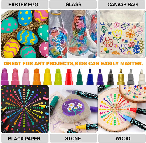 24/36 Colors Dual Tips Art Marker Drawing Acrylic Paint Marker Pens Set For Rock Painting Ceramic Glass Wood,