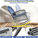 3 PCS Outdoor Rocking Chairs Patio Bistro Set with Glass Table Morden Braid Design Patio Furniture with 4 Inch Cushions for Backyard Porch Poolside Garden