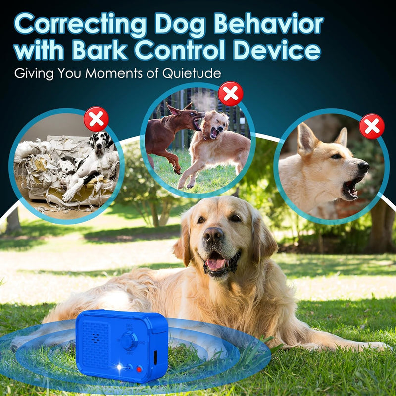 Anti Barking Device for Dogs, 3 Adjustable Levels, Rechargeable Ultrasonic Dog Bark Deterrent Devices