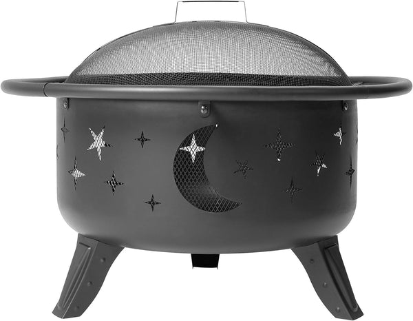 Amazon Basics Moon & Star Wood Burning Fire Pit with Mesh Spark Screen