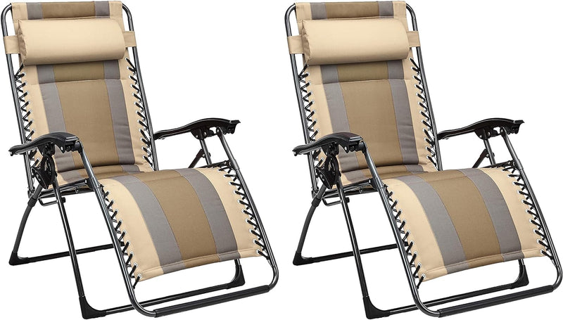 Amazon Basics Outdoor Adjustable Zero Gravity Folding Reclining Lounge Chair With Pillow, 65" D x 44.1" W x 29.5" H