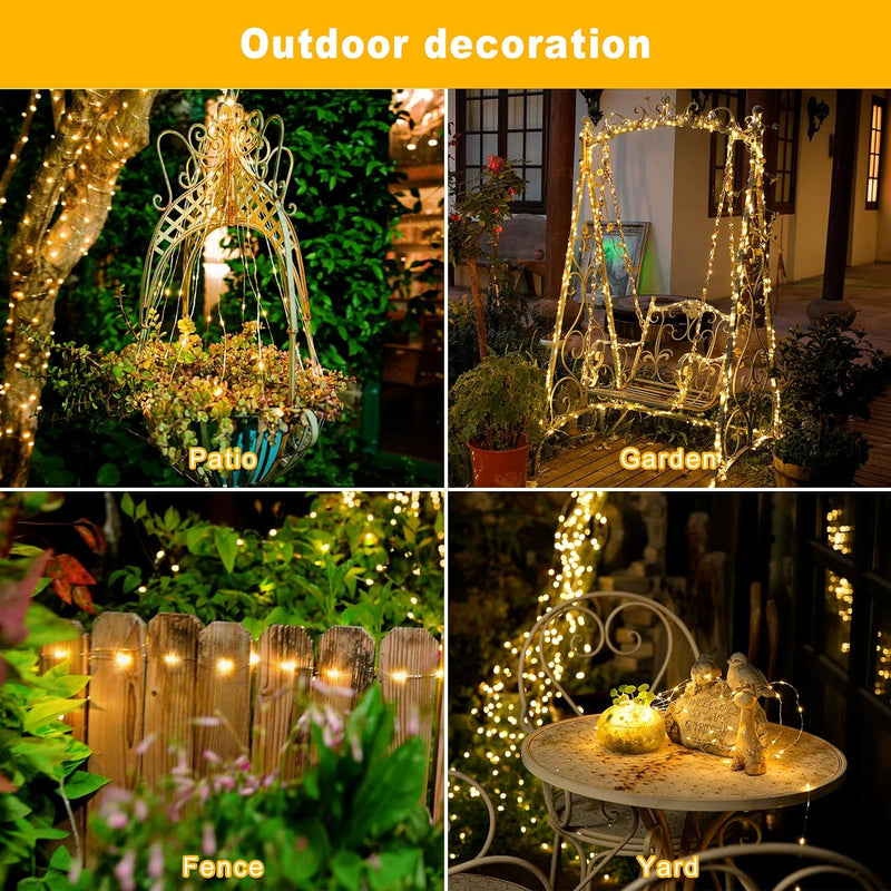2-Pack Waterproof Solar-Powered 66ft Outdoor String Lights with 200 LE