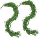 2 Pcs 6 Ft Artificial Norfolk Pine Garlands, Real Touch Winter Pine Garland, Green Artificial Greenery Garland for Table, Mantle, Wall, Indoor, Outdoor Christmas Decorations