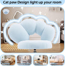 Armless Desk Chair Teddy Fabric Makeup Vanity Chair with Wheels & Adjustable Height Cute Office Chair Criss Cross Cross-Legged Chair for Bedroom & Living Room & Dressing Room (Blue)