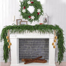 2 Pcs 6 Ft Artificial Norfolk Pine Garlands, Real Touch Winter Pine Garland, Green Artificial Greenery Garland for Table, Mantle, Wall, Indoor, Outdoor Christmas Decorations