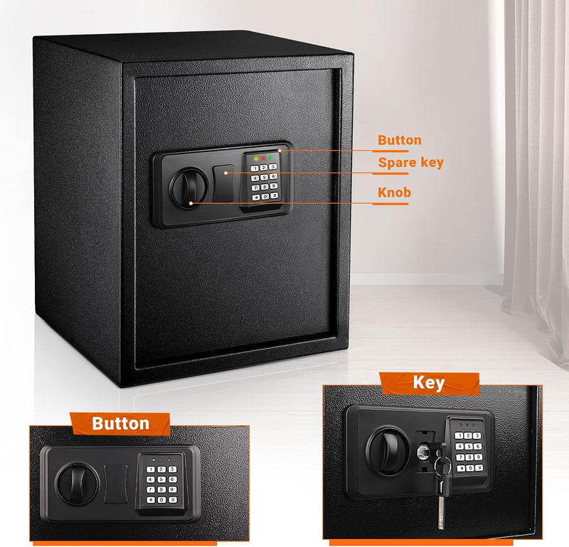 Home Security Safe Box with Digital Keypad for Safeguarding Valuables & Documents