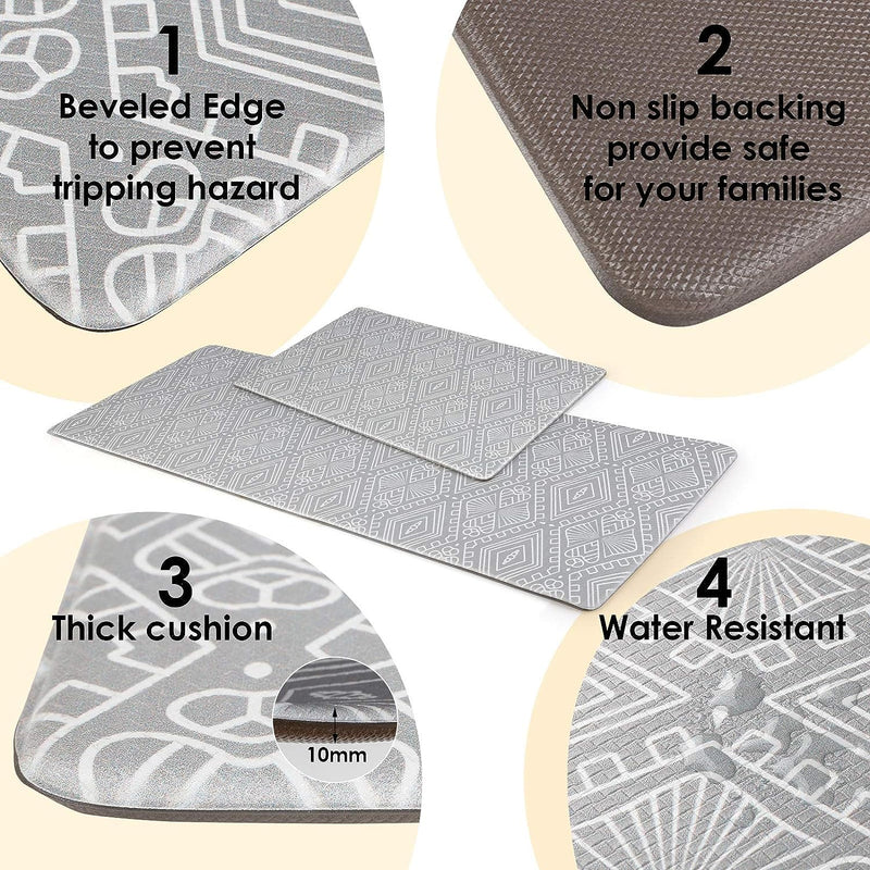 Kitchen Mat and Rugs, Comfort Cushion Floor Mats Thick PVC Non-Slip Waterproof Fatigue Mat