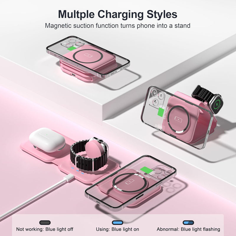 Foldable 3-in-1 Wireless Charging Station for Multiple Devices