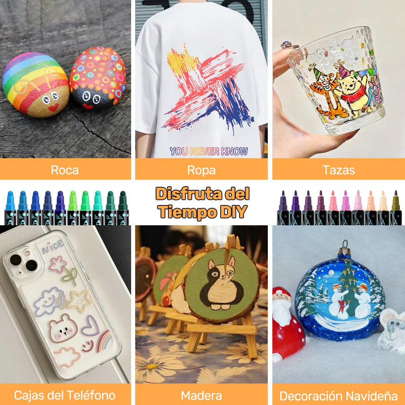 36-Color Double Tip Acrylic Paint Markers, Fine & Brush Tip Art Markers for Rock, Ceramic, Wood, Canvas, 3D Model Painting