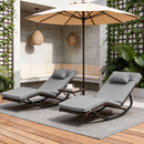 Outdoor Lounge Chair Set of 3, Patio Chaise Lounger with Folding Table and Adjustable Headrest, Easy 4-Step Assembly, All-Weather PE Rattan & Steel Frame for Pool, Patio, Porch, Backyard